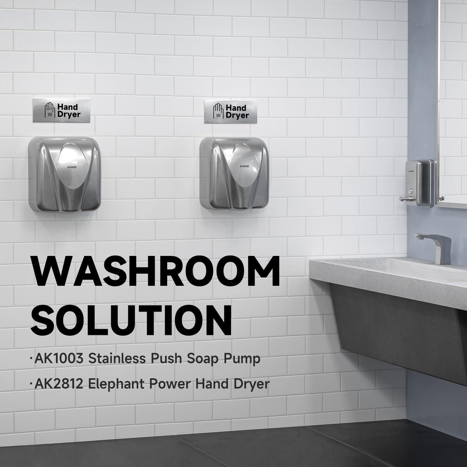 AIKE AK2812 nozzle detail emphasizing elephant nozzle airflow for fast, efficient drying