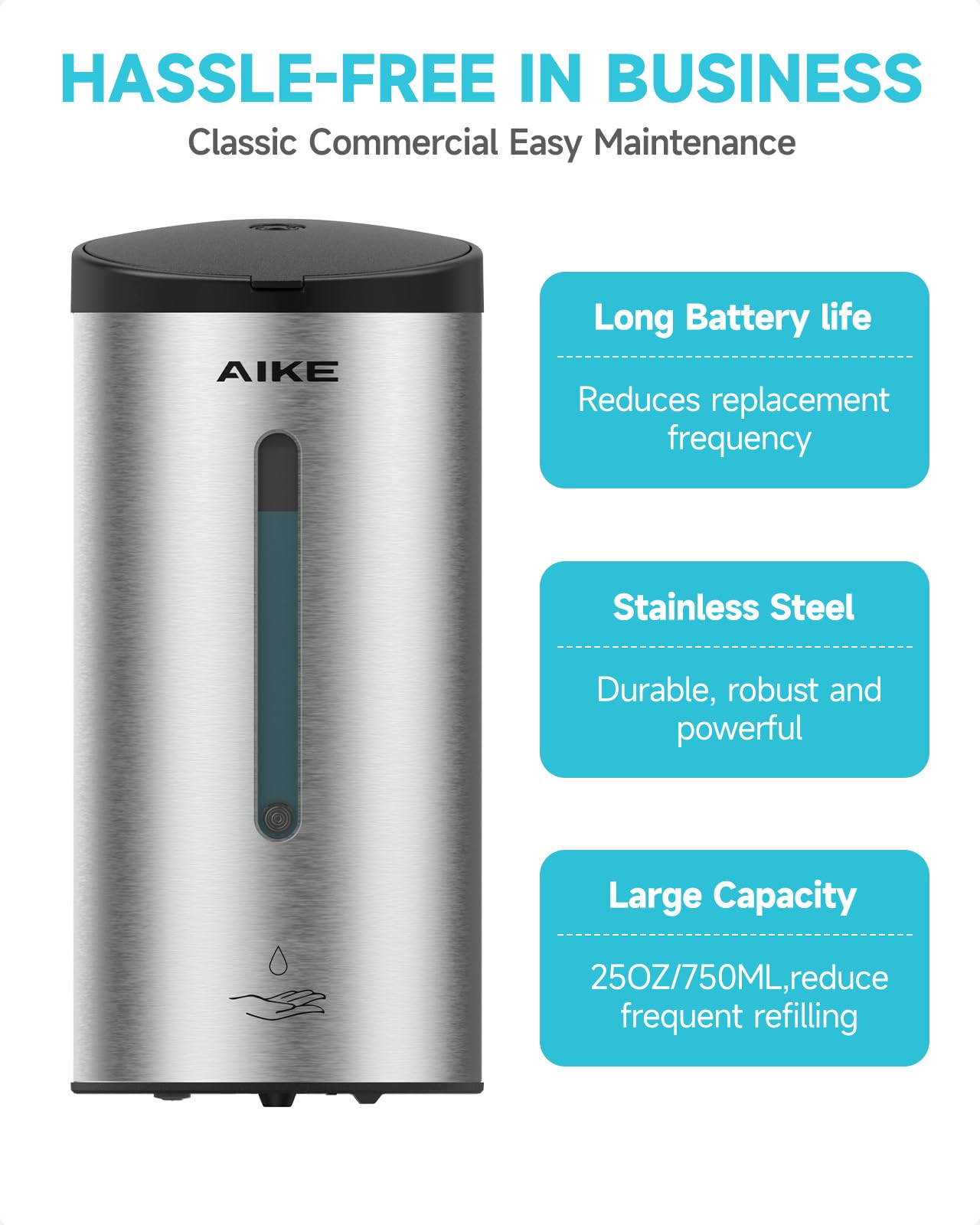 AIKE sealed battery compartment showing waterproof protection for reliability