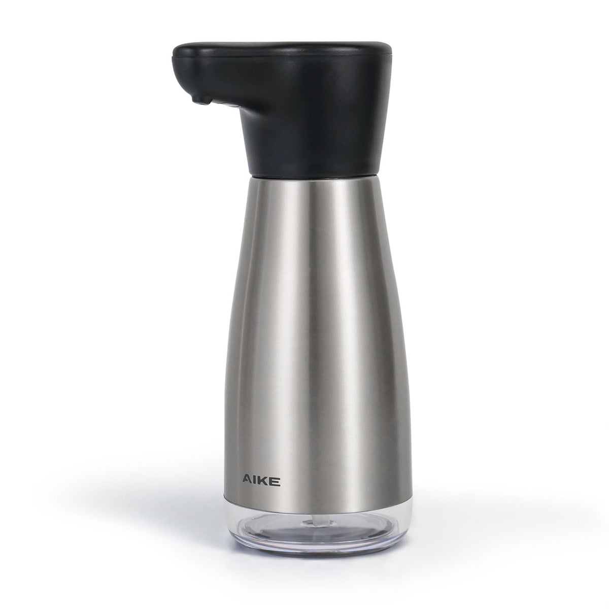 AIKE stainless steel dispenser front view showing sleek design and durable finish benefit