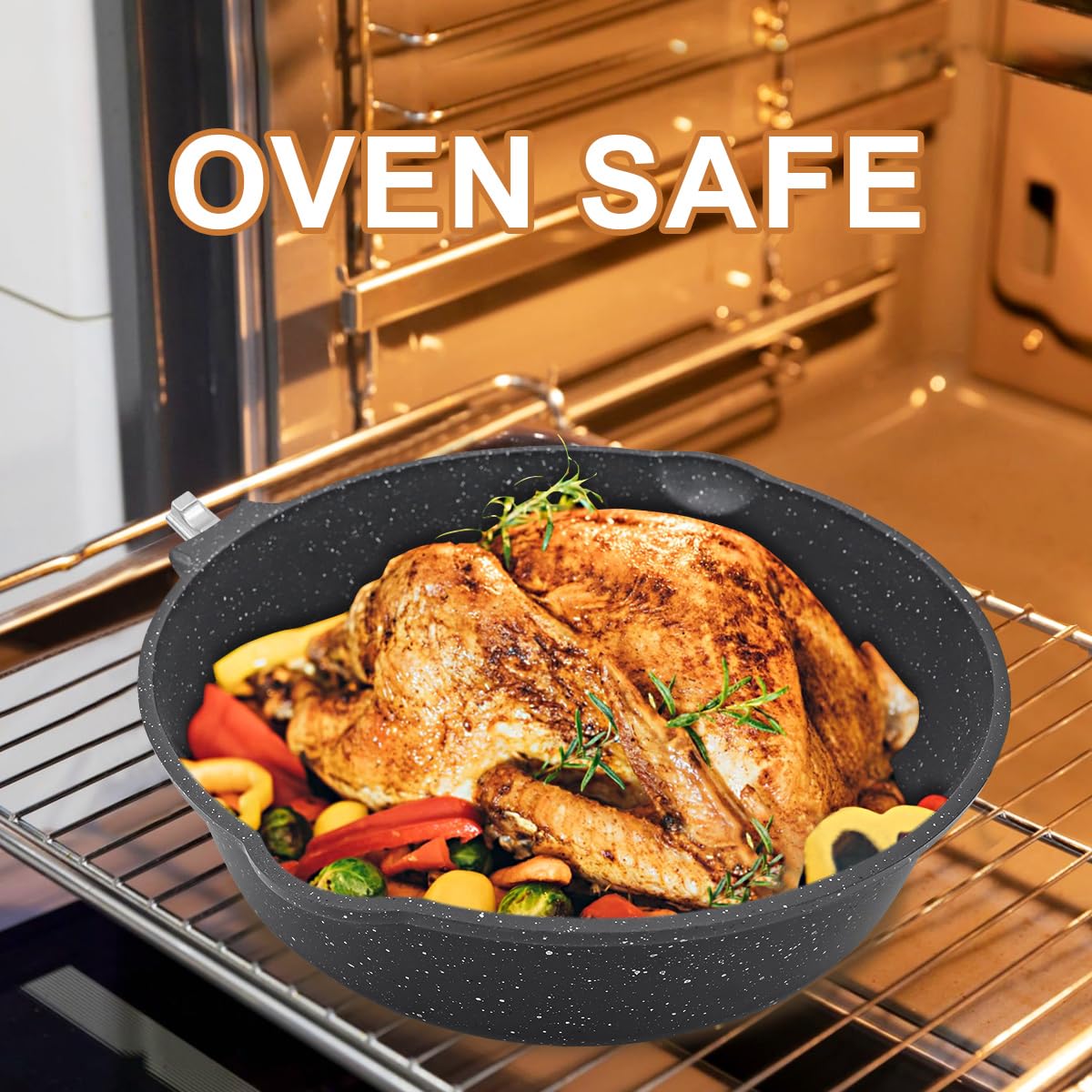 AIKENBBKK tempered glass lid with silicone seal to lock in steam and reduce mess