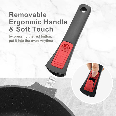 AIKENBBKK detachable handle engaged with red button for secure, stable grip