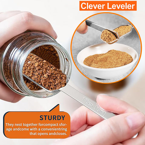 AIKEXIN measuring spoons rectangular heads, easy fit into spice jars