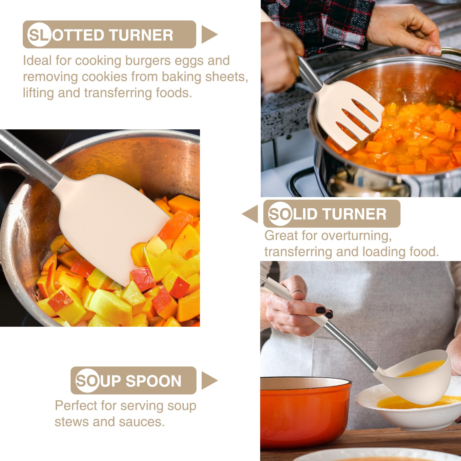 AIKKIL spatula flipping food in nonstick pan protecting coating and facilitating cooking