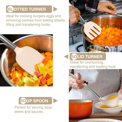 AIKKIL spatula flipping food in nonstick pan protecting coating and facilitating cooking