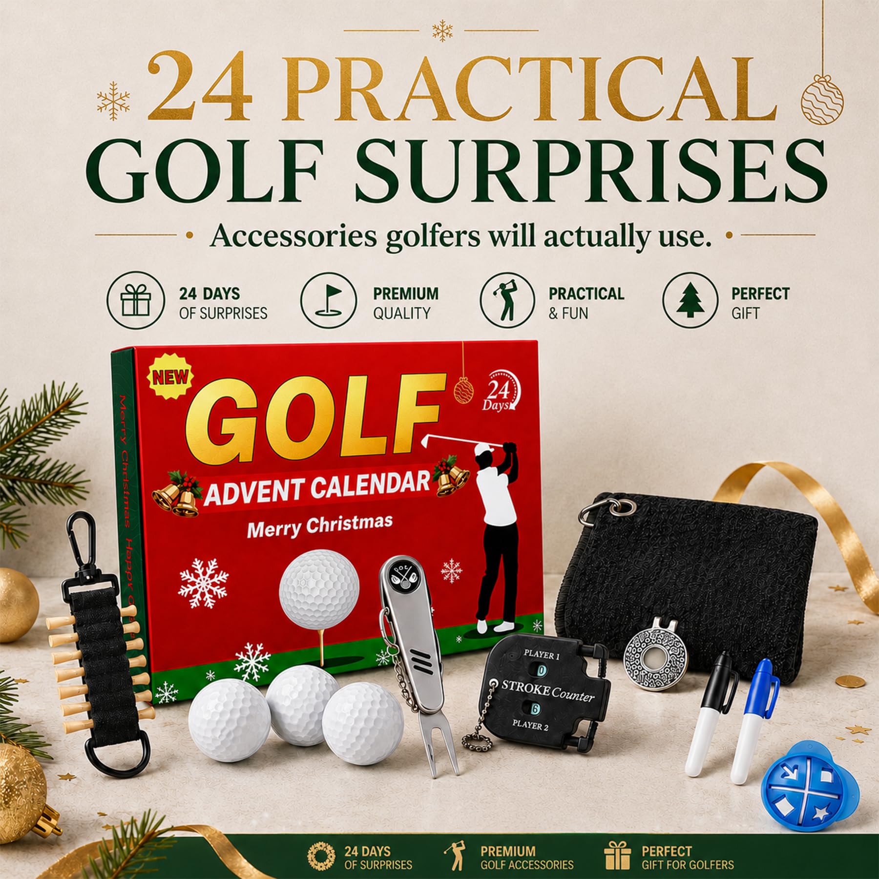 AILE display of tees and ball markers organized for daily practical use