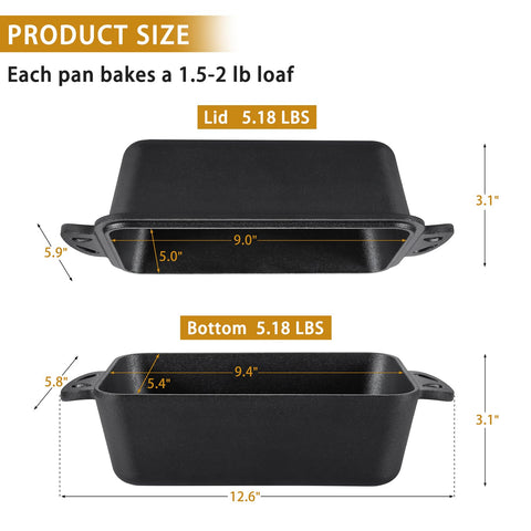 AILITOR loaf pan beside a ruler showing 9x5 scale for easy recipe compatibility benefit