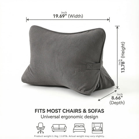 Ailuteie on armchair while reading illustrating ergonomic back support
