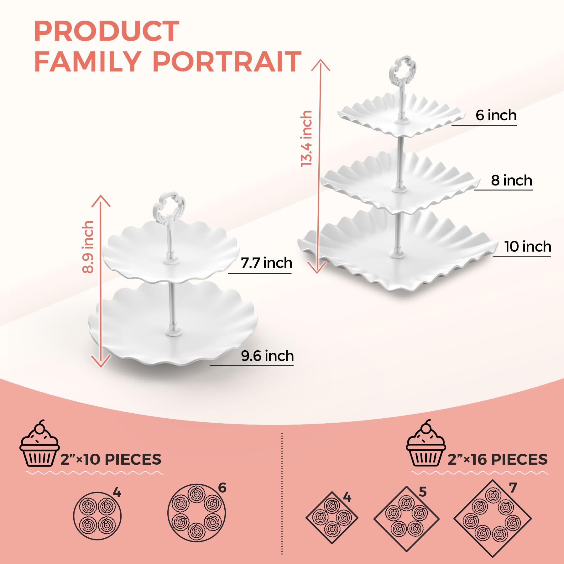 AIMSEAL assembled 3-tier square stand displaying cupcakes securely