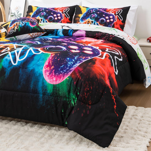 Aimuan comforter size comparison on twin bed illustrating accurate fit