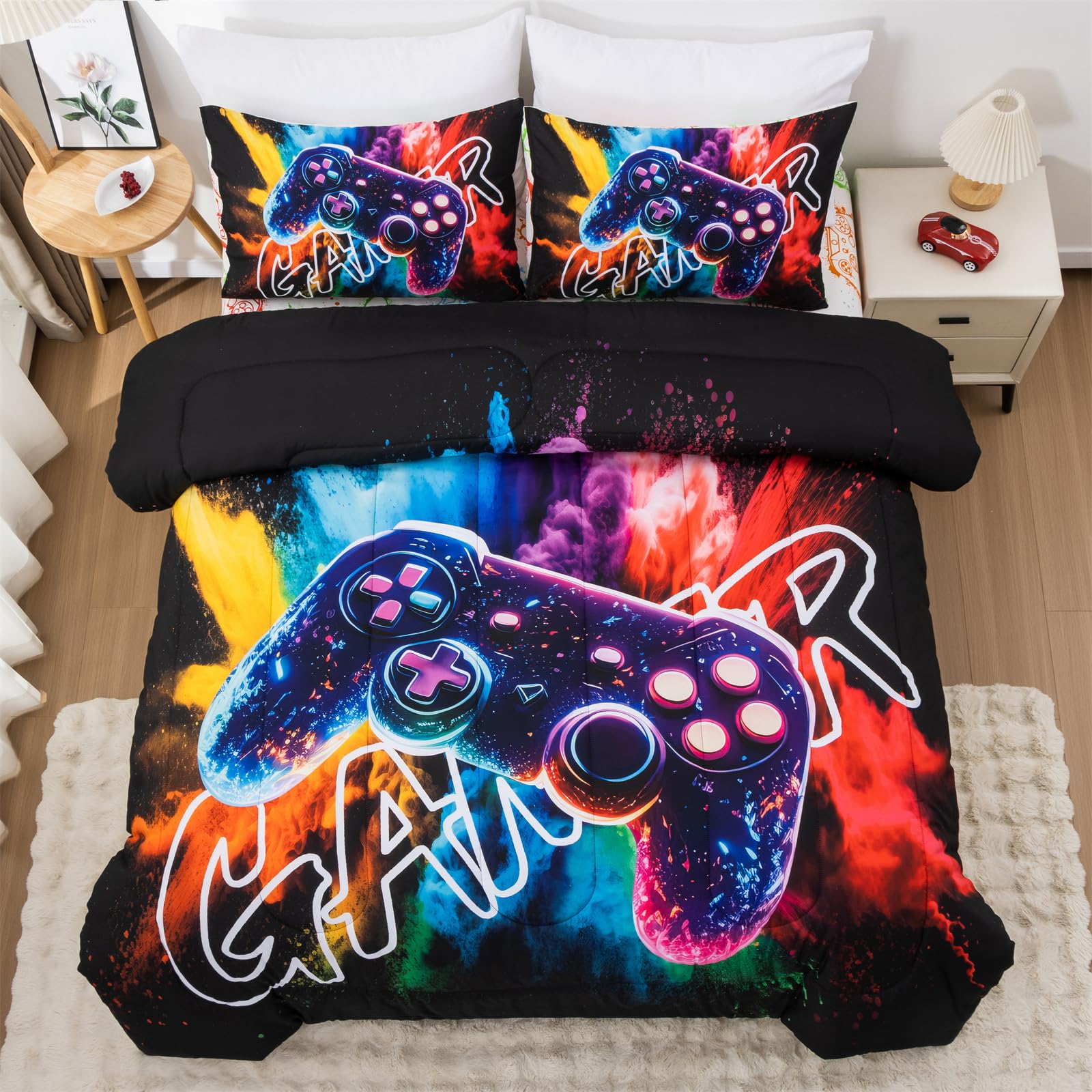 Aimuan styled in bedroom with gaming setup for a cohesive themed look