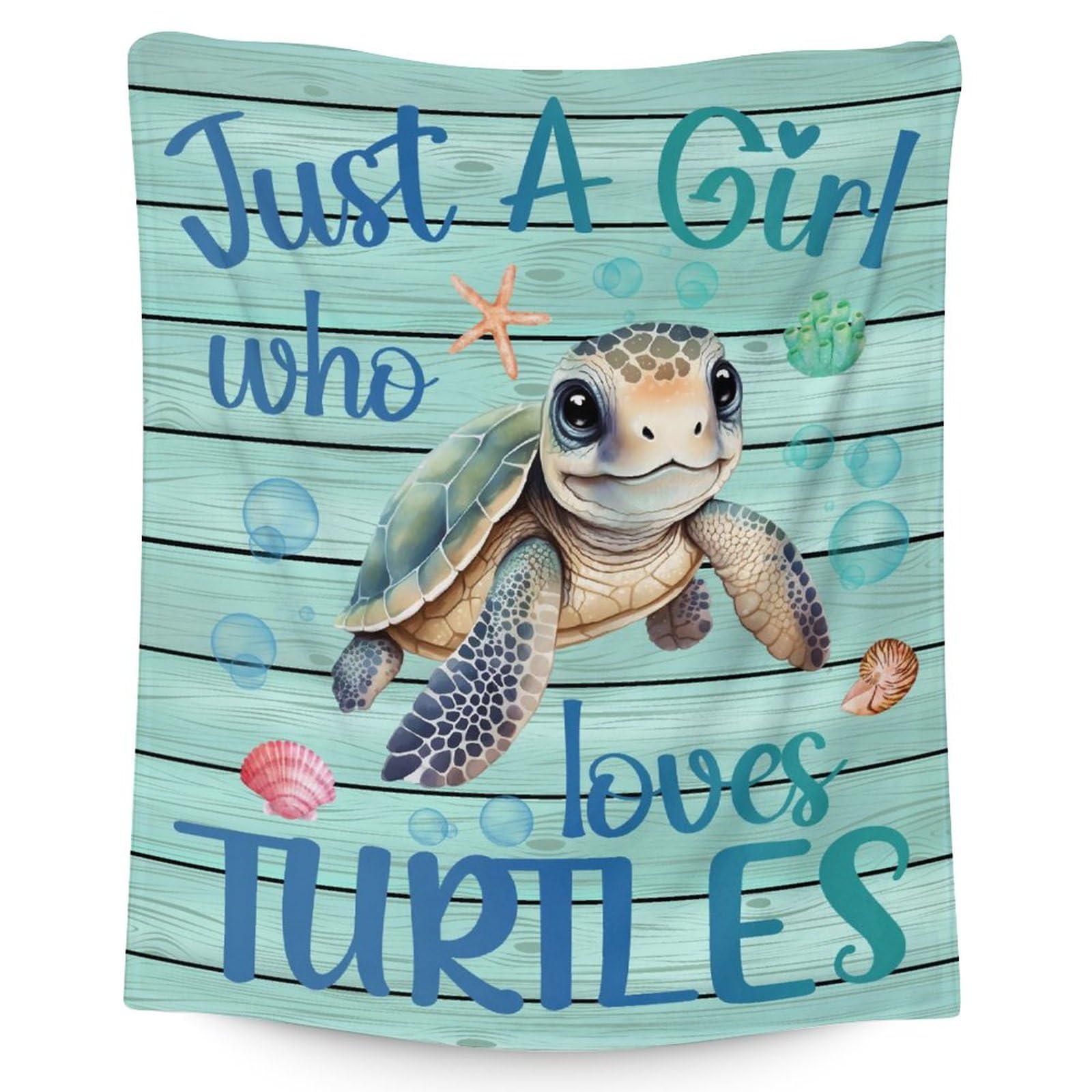 AIOMXZZ front view of blue sea turtle blanket showing full print and cozy look