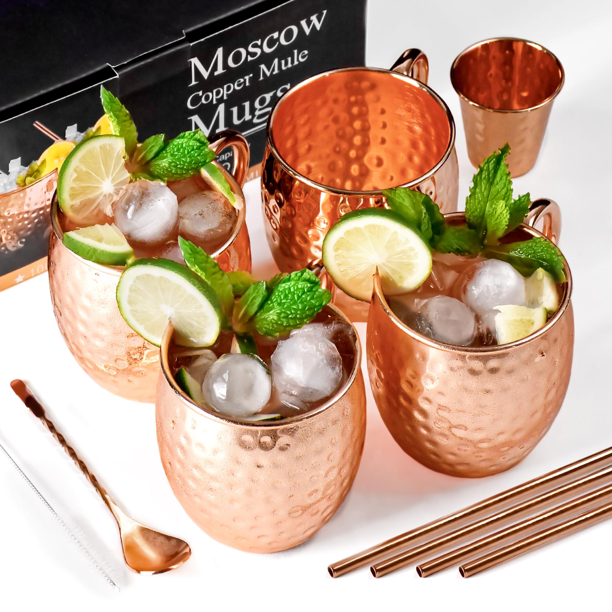 Airbin front packaging showing four copper mugs and accessories, ideal for gifting