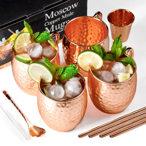 Airbin front packaging showing four copper mugs and accessories, ideal for gifting