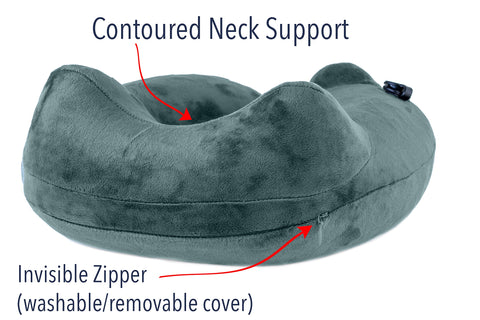AirComfy Daydreamer on airplane seat illustrating stable upright head support