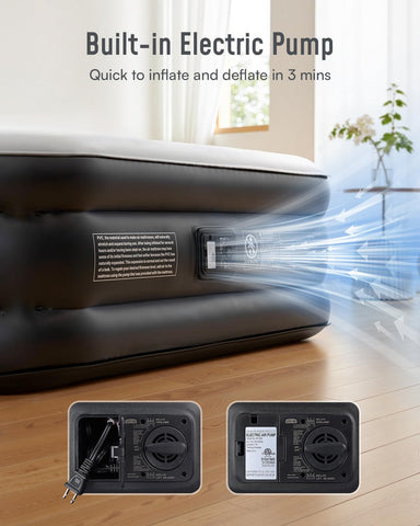 Airefina built-in pump and control panel for fast three-minute inflation convenience