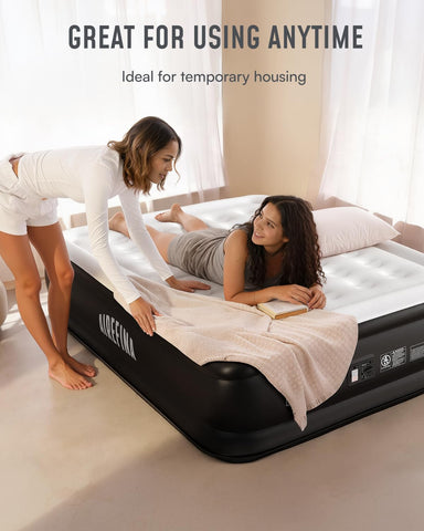Airefina mattress set in bedroom lifestyle demonstrating guest-ready comfort