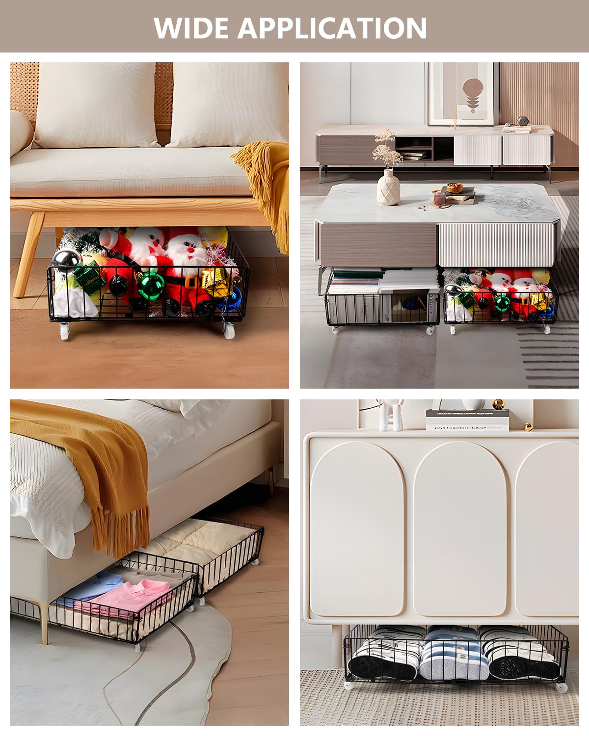 Airhercs filled baskets with clothes and shoes illustrating large-capacity organization