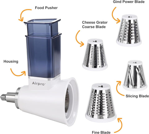 Airpro attached to a KitchenAid mixer for fast hands-free prep benefit
