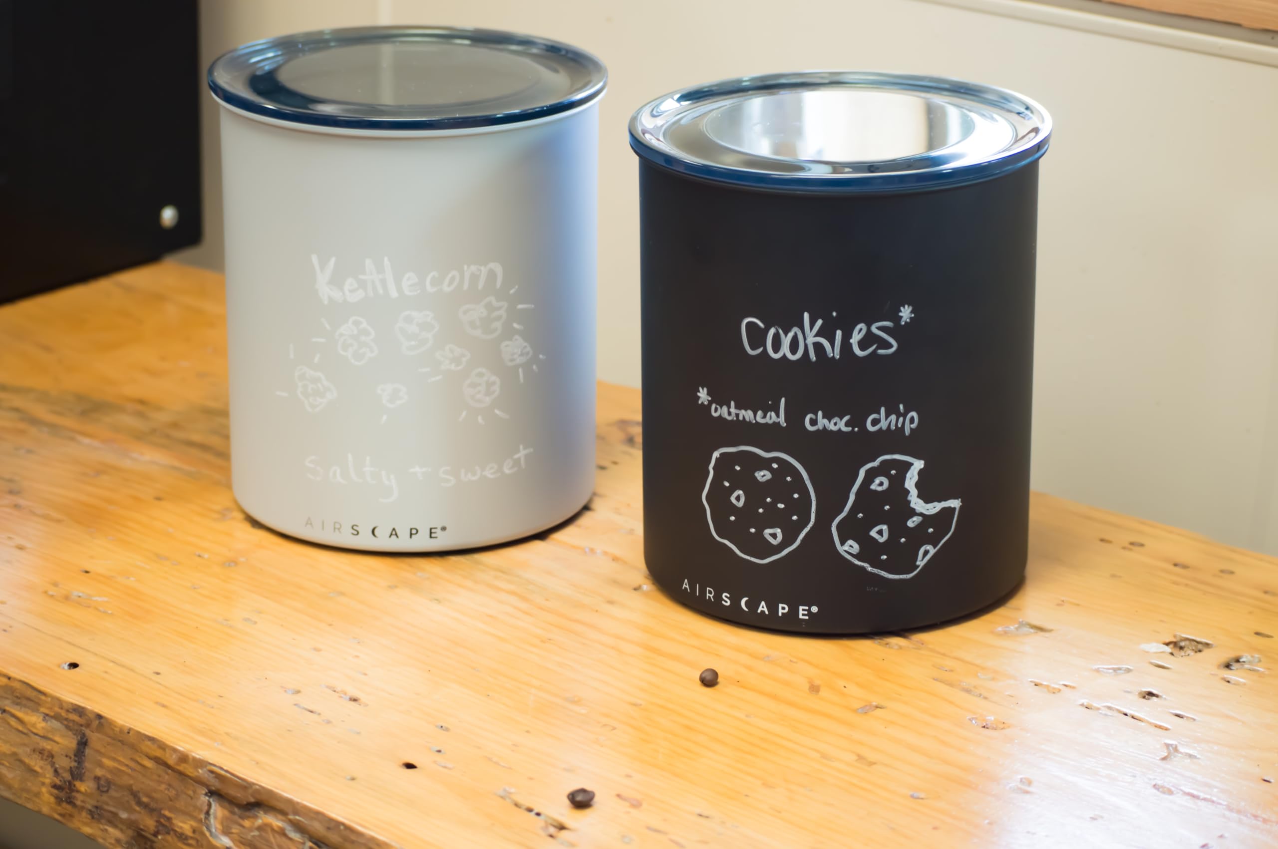 AirScape capacity scale comparison illustrating 2.2 lb coffee storage ability