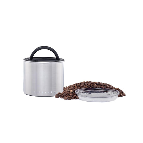 AirScape front view stainless steel canister shows durable storage and freshness