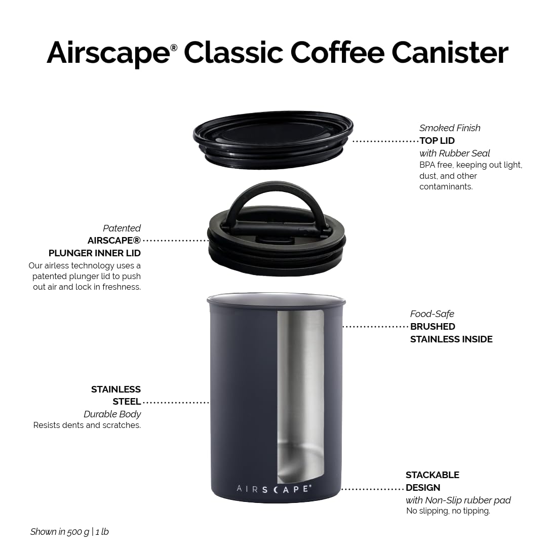 AirScape inner lid close-up demonstrates air-removal swoosh for preserving aroma