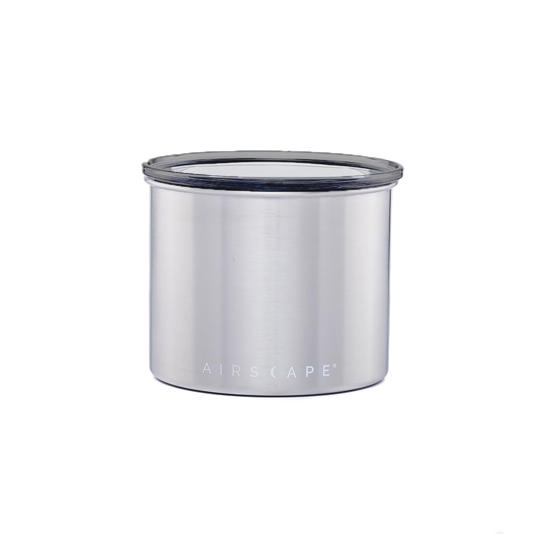 AirScape medium canister filled with coffee beans preserves flavor and aroma