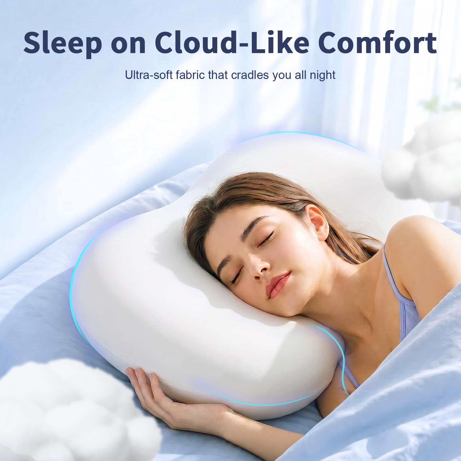 AIRSKY close-up of contoured profile offering targeted neck support