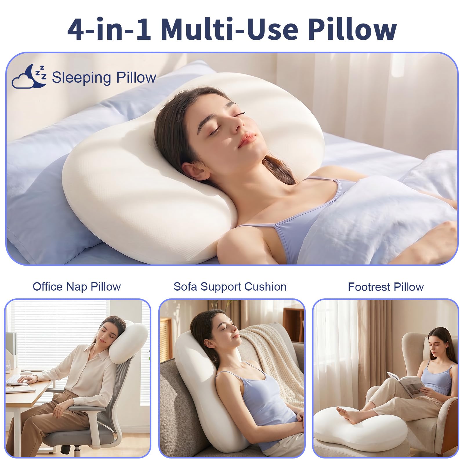 AIRSKY pillow held in hand to show size and portable scale
