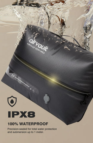 AIRVAULT VENTURES vacpack beside a 35L backpack showing correct size fit