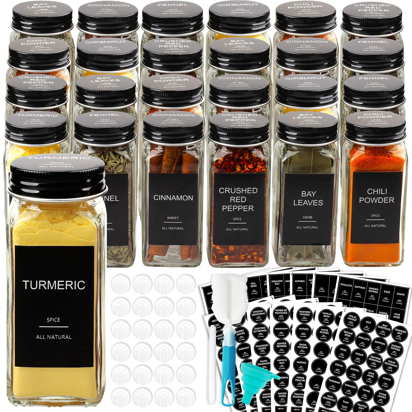 AISIPRIN front view of full 24-piece kit showing jars and accessories for organized storage