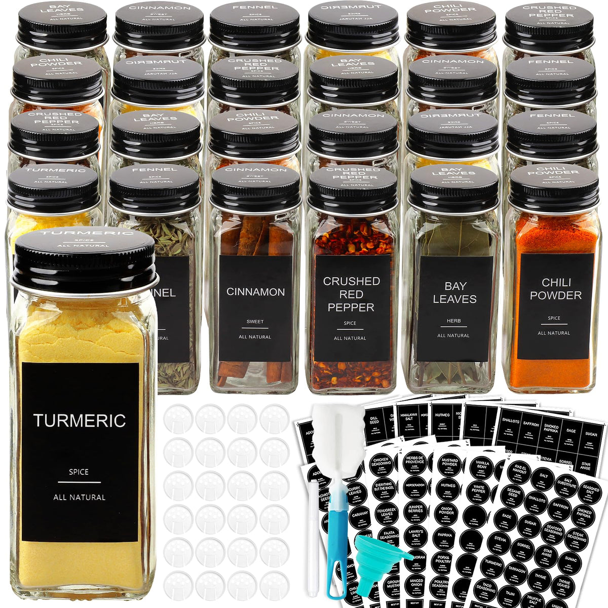 AISIPRIN front view of full 24-piece kit showing jars and accessories for organized storage