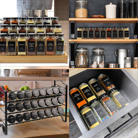 AISIPRIN styled kitchen shelf with labeled jars demonstrating neat pantry organization benefit