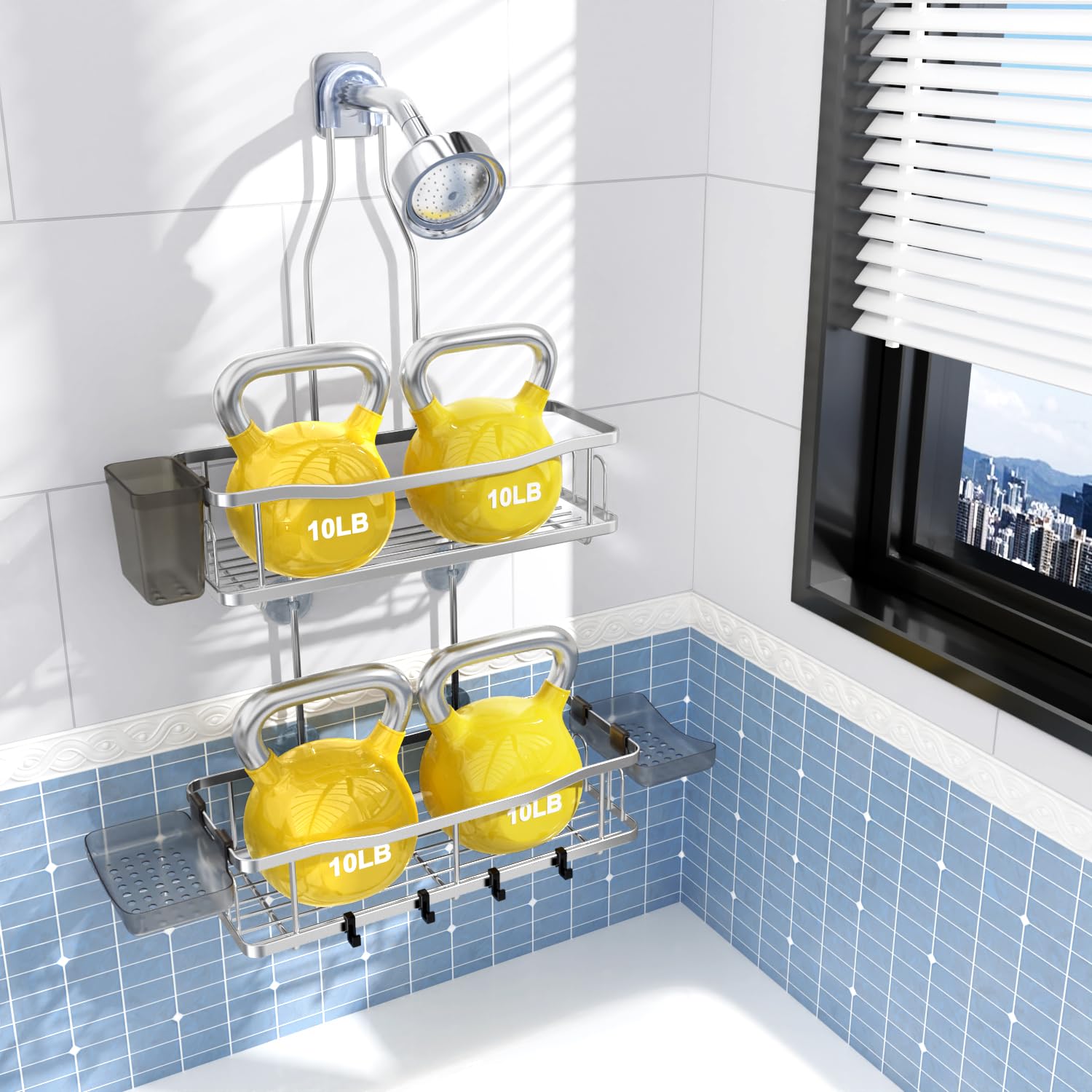 Aitatty side view showing hooks and razor holder for easy access