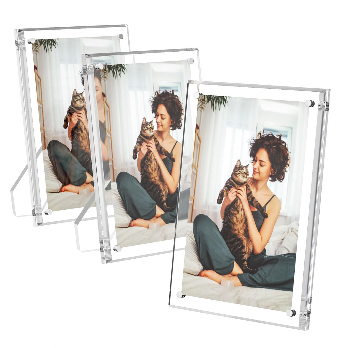 AITEE front view of clear lucite frame showcasing clean display benefit