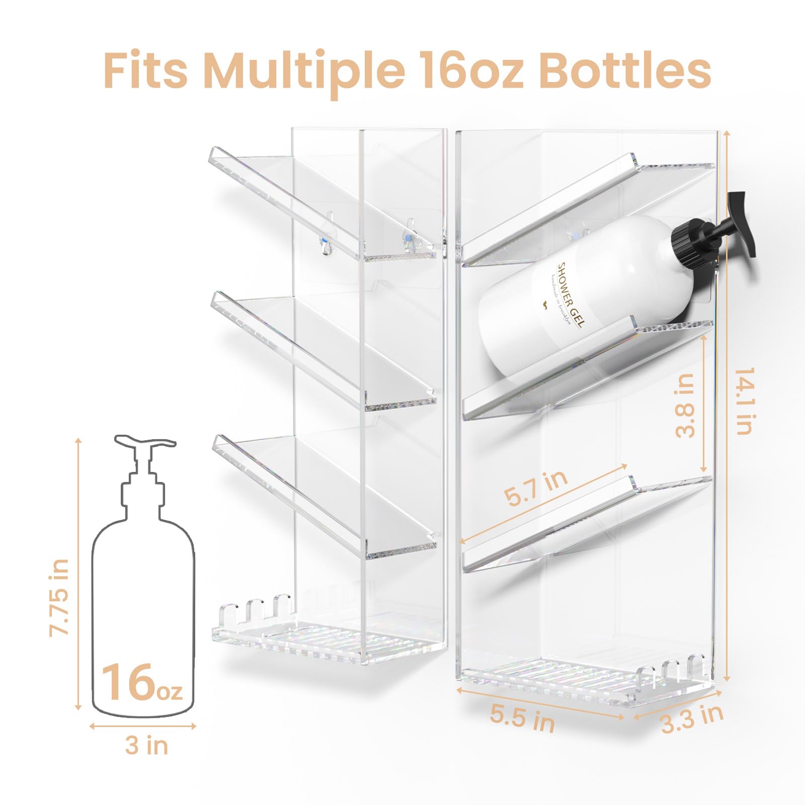 AITEE lower shelf holding soap and brushes for extra organization and convenience