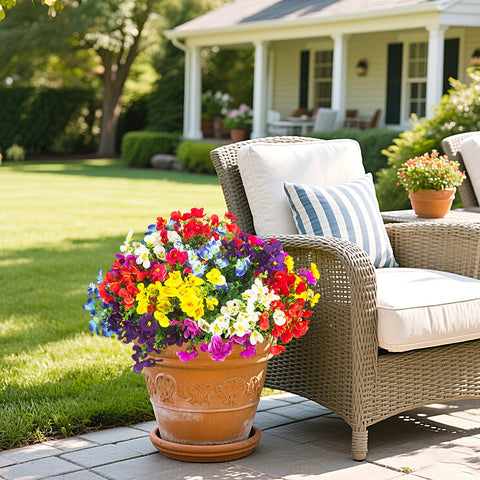 AITISOR in a hanging planter on a porch creating low-maintenance decoration