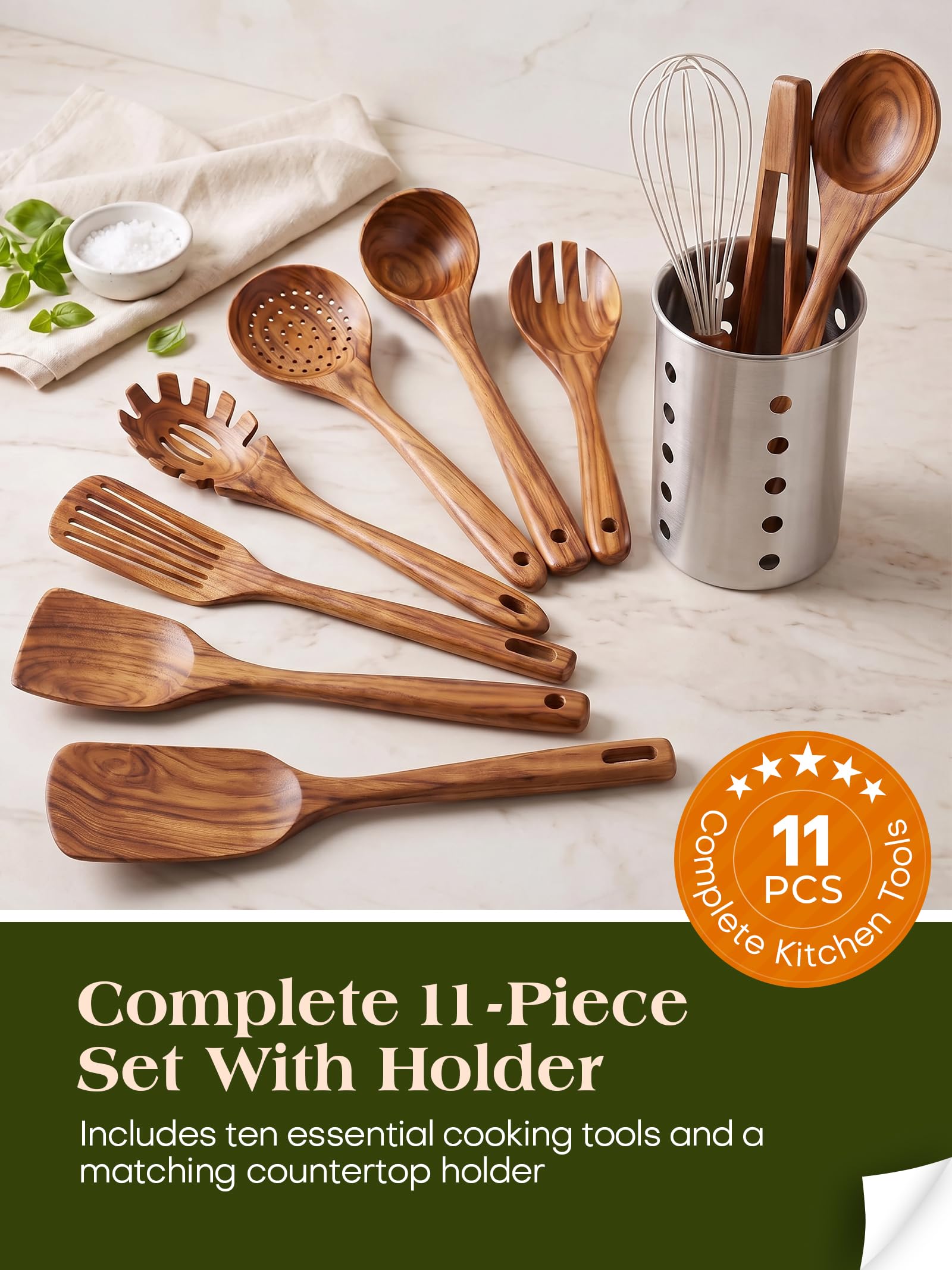 AIUHI utensils styled on kitchen counter showing natural aesthetic and everyday use