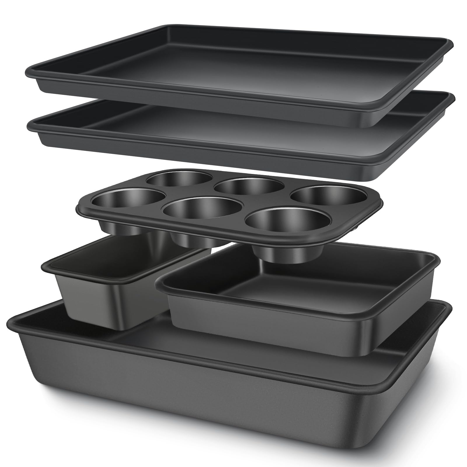 AIVIKI front view of full 6-piece bakeware set, professional organization benefit