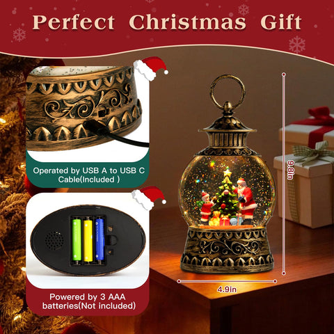 Aixuler lit lantern on a mantel at night, creates cozy festive lighting