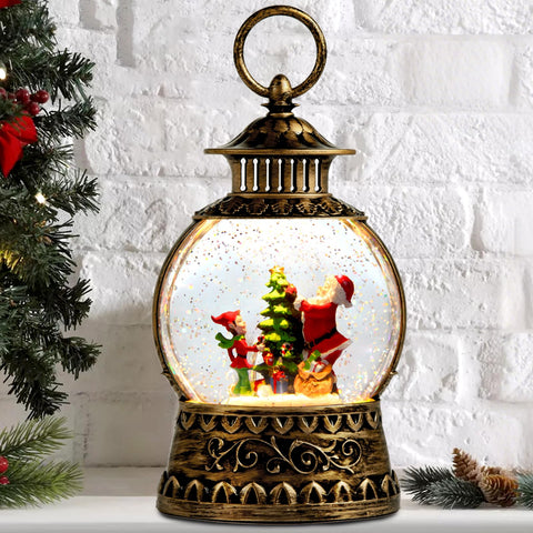 Aixuler front view of Santa snow globe with warm LED glow