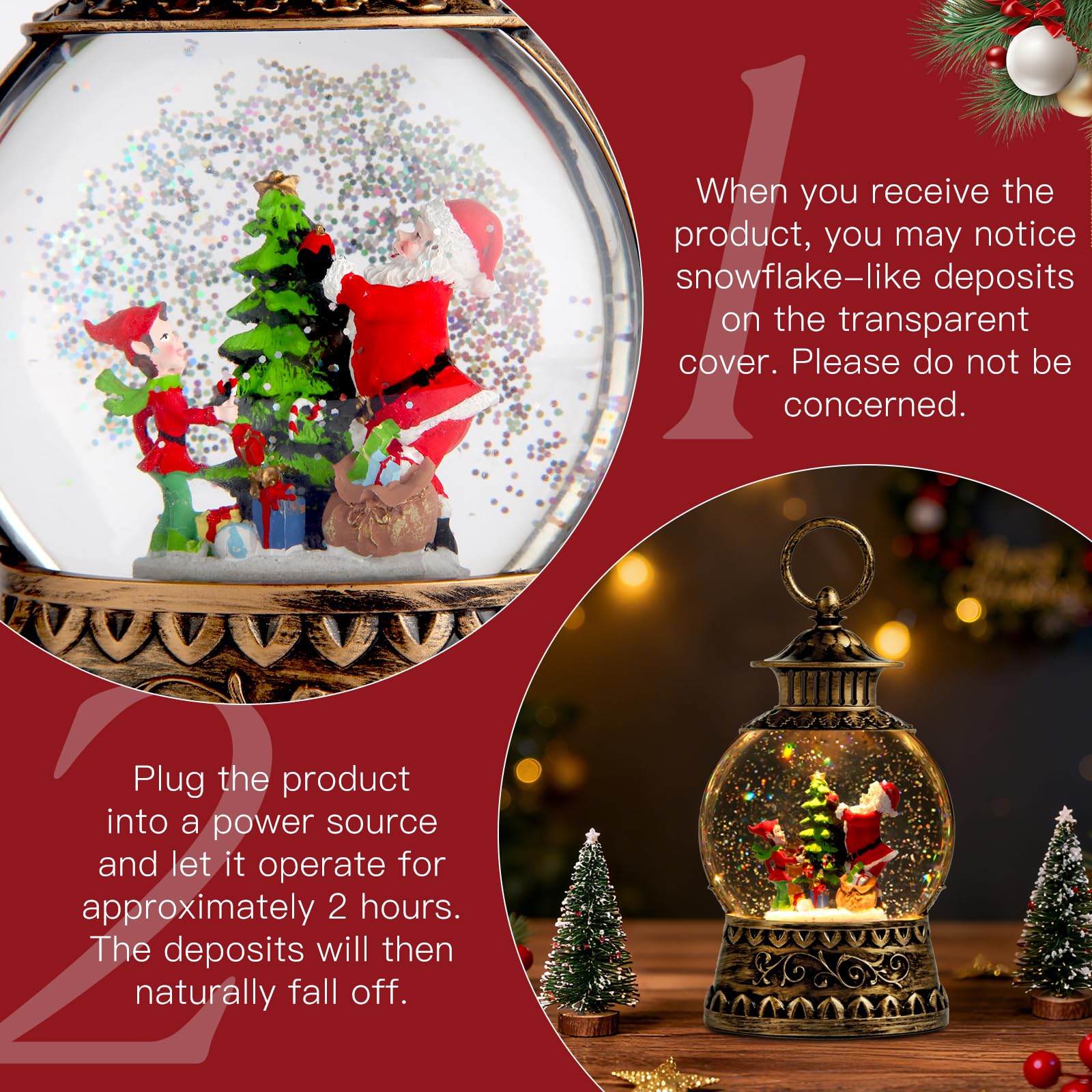Aixuler snow globe on mantel showing compact scale and decor fit