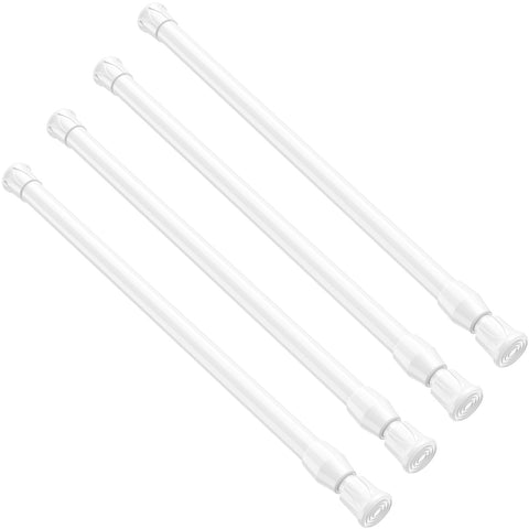 AIZESI front view of white 4-pack tension rods showing compact packaging and convenience