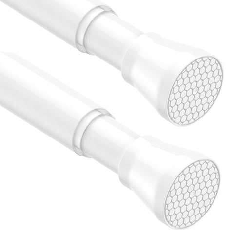 AIZESI front view of two white tension rods showing clean packaging and ready-to-install benefit