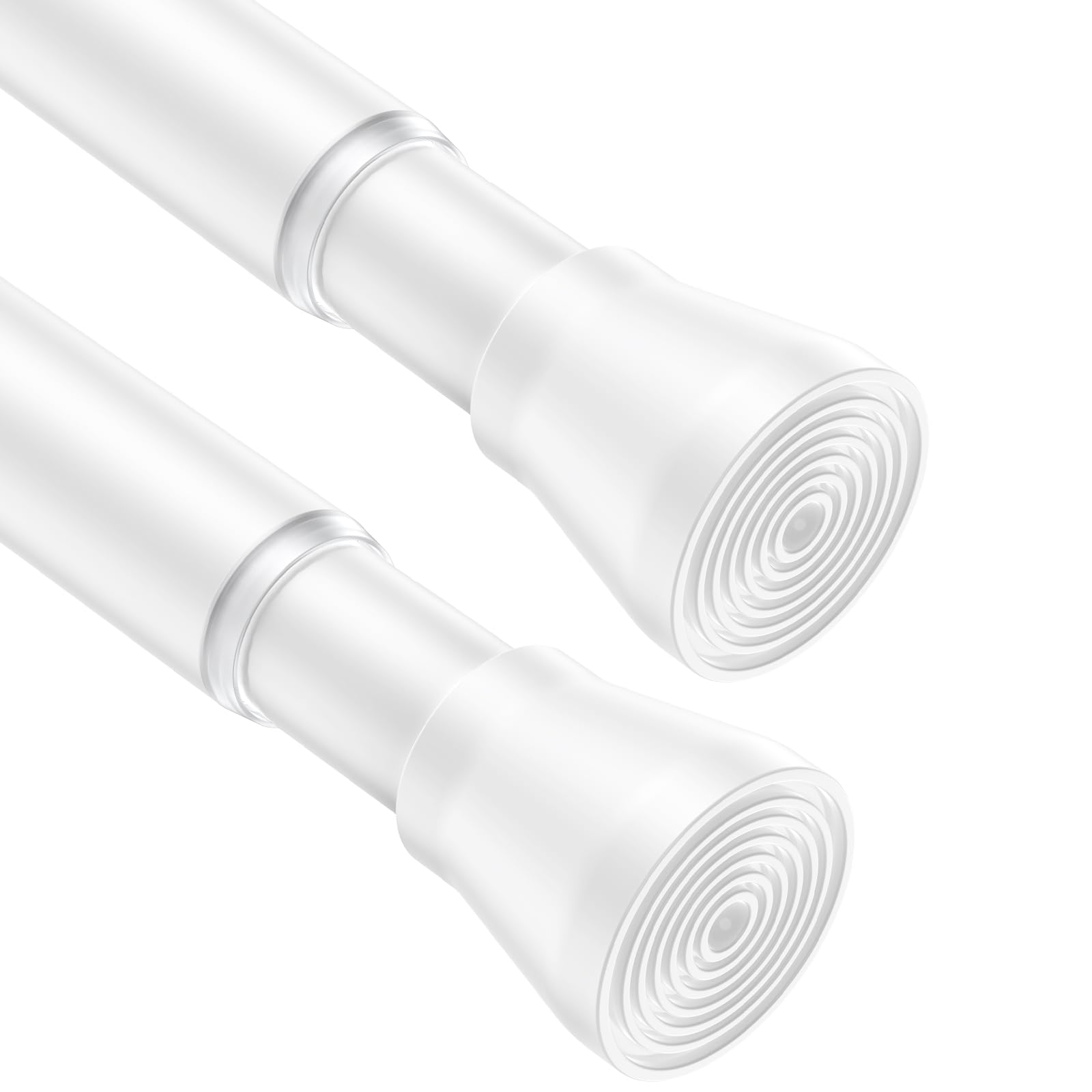 AIZESI front view of two white tension rods showing compact kit and ease