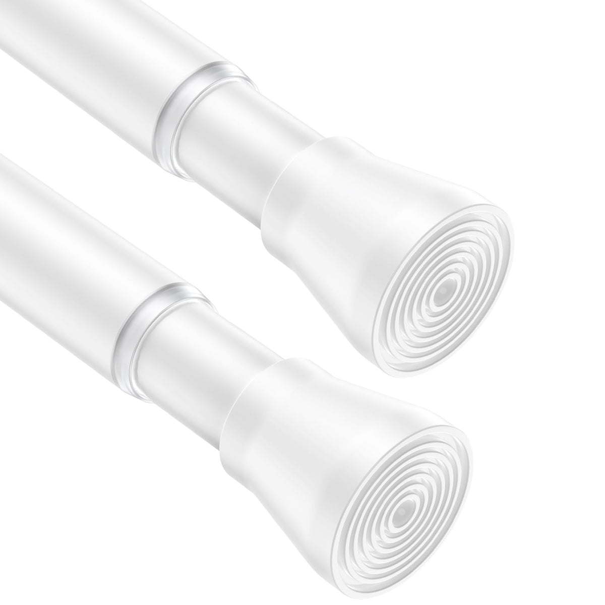 AIZESI front view of two white tension rods showing compact kit and ease