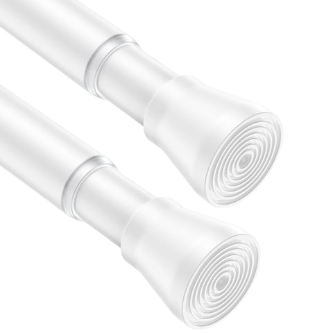 AIZESI front view of two white tension rods showing compact kit and ease