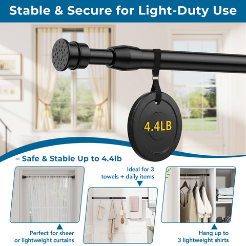 AIZESI rod supporting a light curtain in use, showing steady hold and no hardware