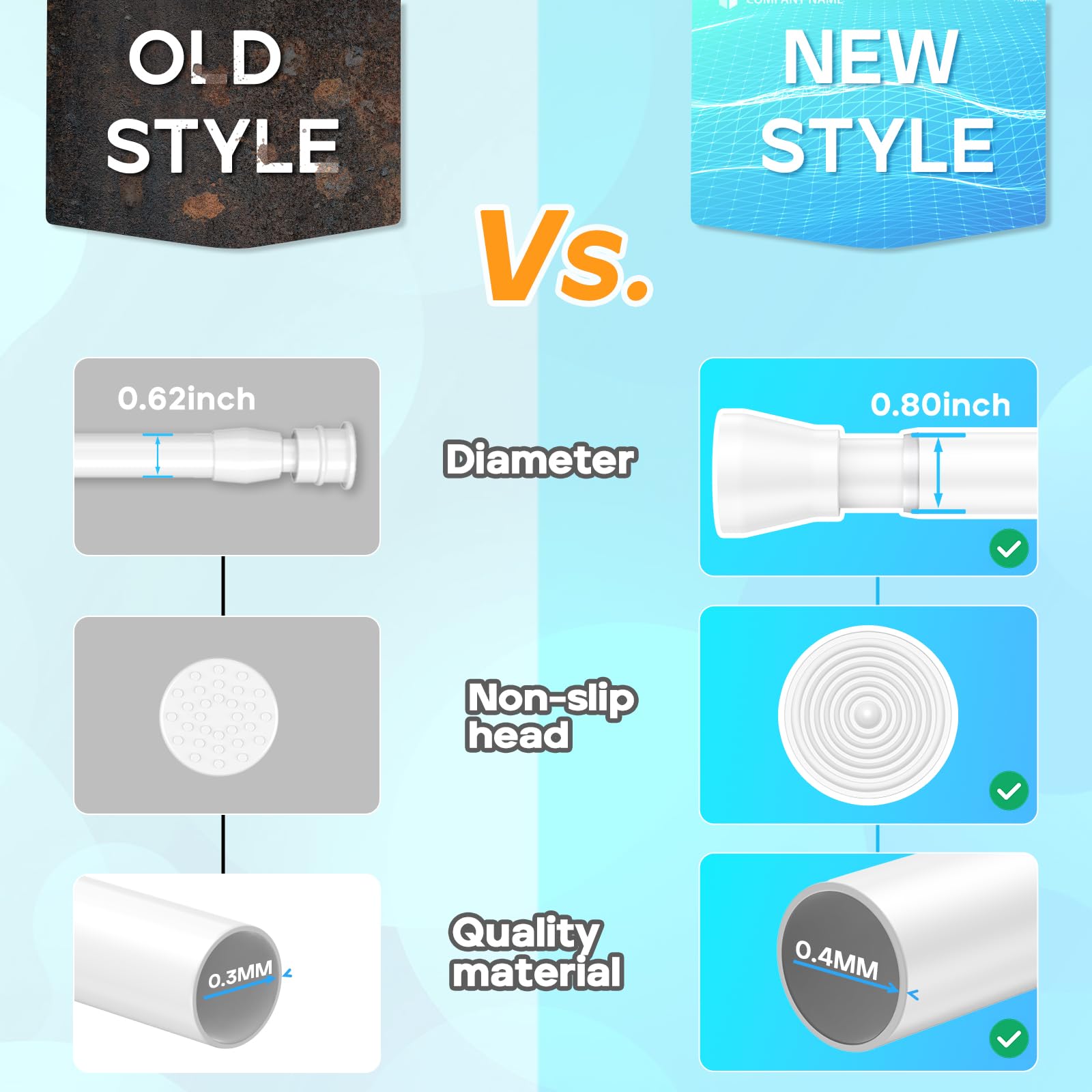 AIZESI installed as a shower curtain rod demonstrating quick no-drill use