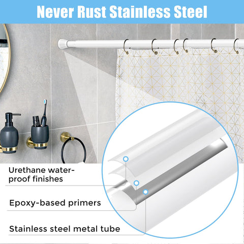 AIZESI rod mounted in shower demonstrating no-drill installation and quick setup benefit