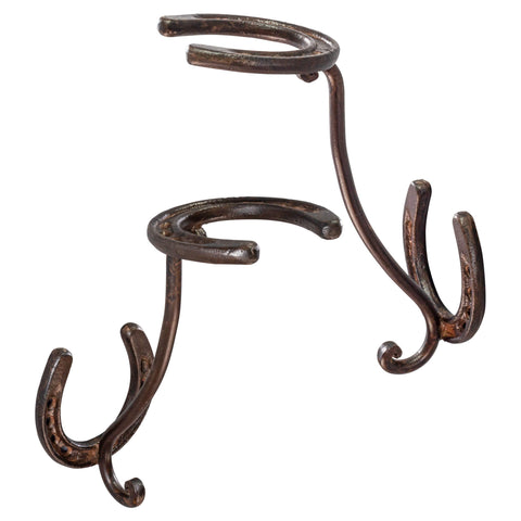 A.J. Boone front view showing horseshoe hooks and rustic finish benefit storage